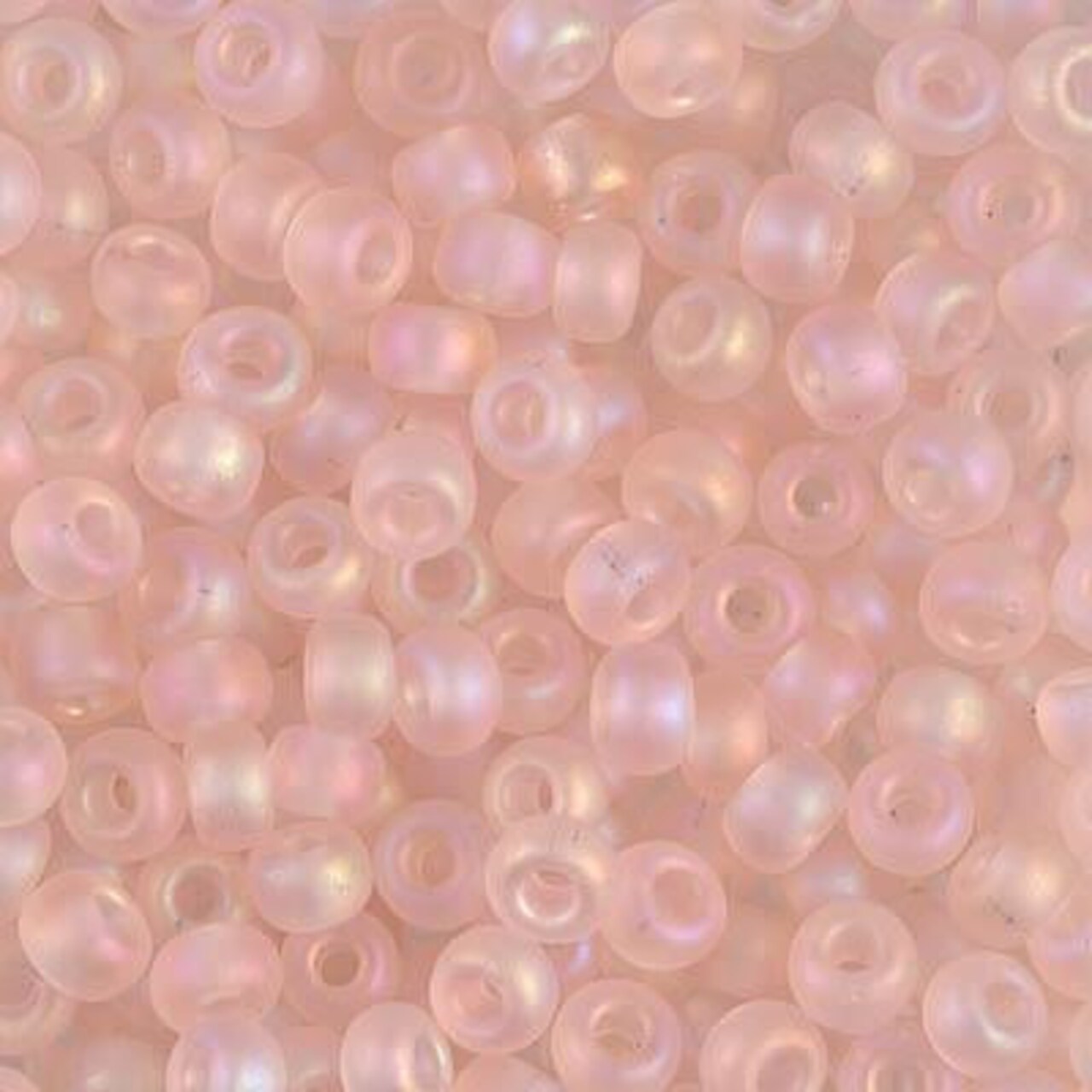 Miyuki 6 Round Seed Bead, 6-155FR, Matte Transparent Light Tea Rose AB, 10 grams